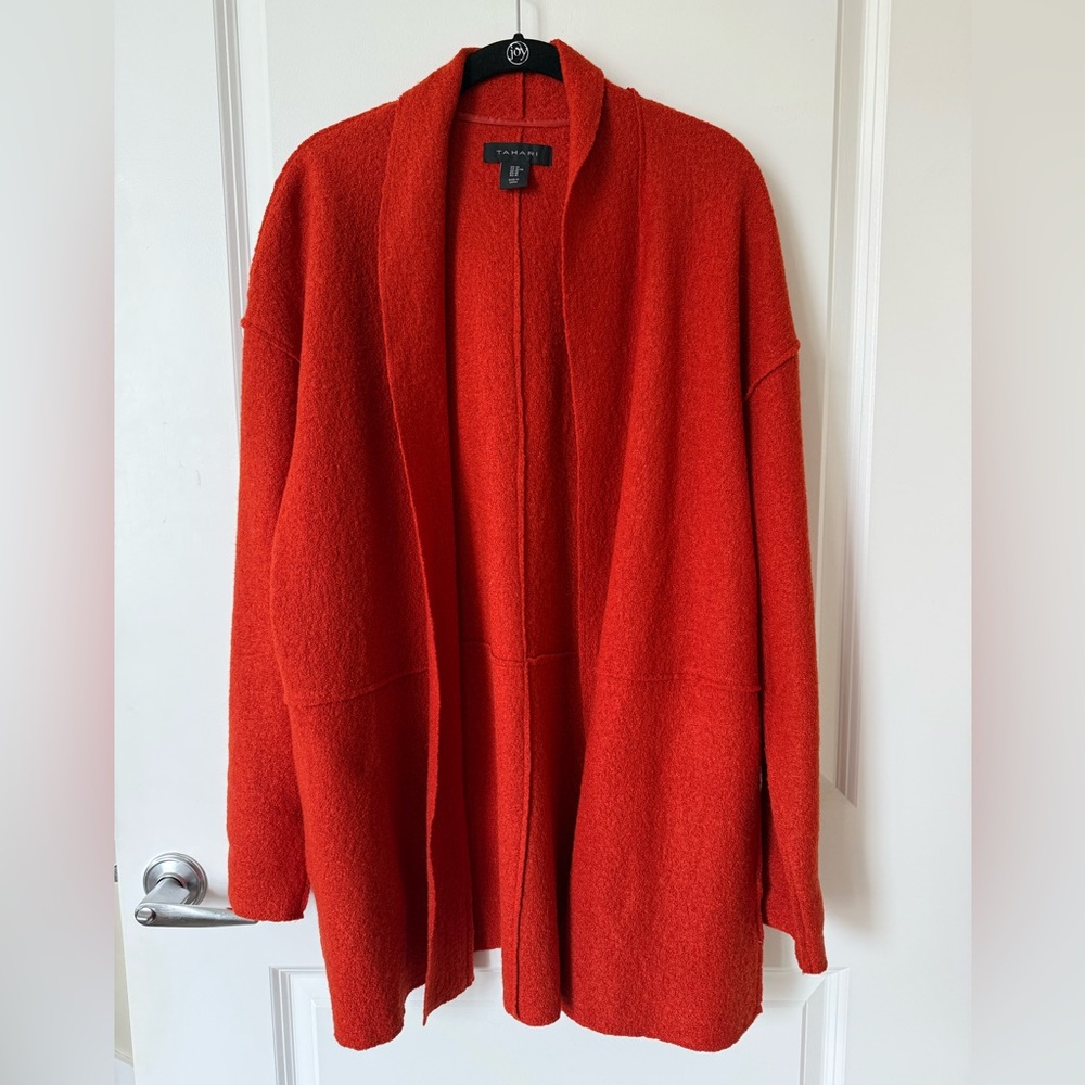 Tahari Wool Blend Sweater, Wool/Viscose, Size M, Orange